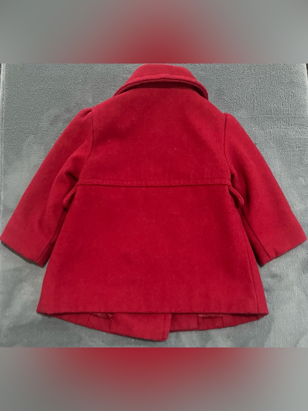 Old Navy Wool Blend Toddler Double Breasted Peacoat - Red - 12-18 Months - Picture 2 of 11